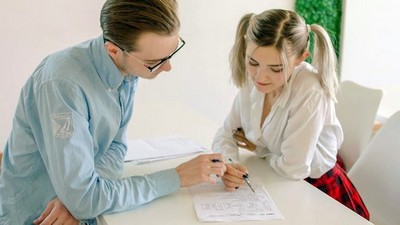 Русское, Молодые, Премиум, Ева Эльфи, в униформе, В юбке, учитель, кремпай, косички